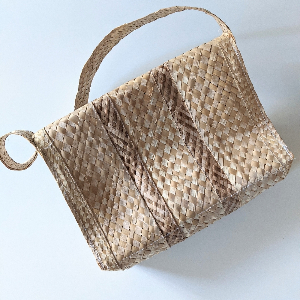 Vintage 1950s 1960s woven grass + raffia NASSAU tourist bag - Picture 6 of 7